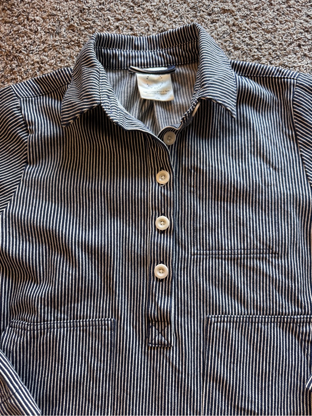 Ship Supply Hickory Stripe Curtis Cotton Top Womens Large Coastal Minimalist - Picture 4 of 10